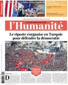L'Humanité du Lundi 25 Juillet 2016