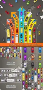 Traffic jam on the road vector background