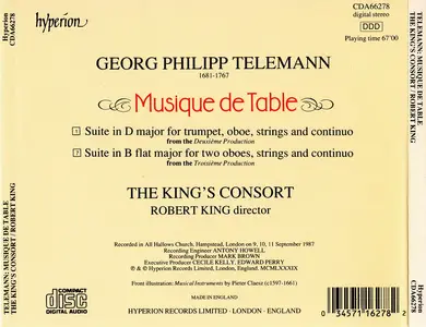 Robert King, The King's Consort - Georg Philipp Telemann: Musique de Table (1989)