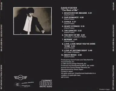 David Foster - The Best Of Me (1983) {1985, Japanese Reissue}