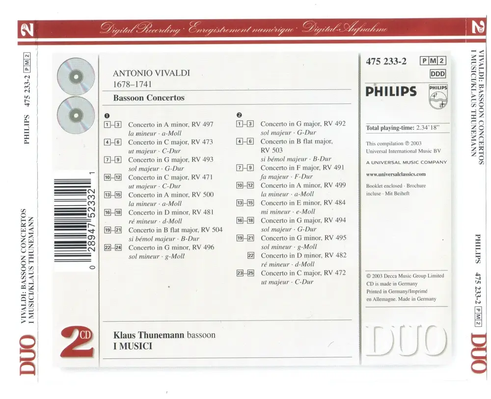 Klaus Thunemann, I Musici Vivaldi Bassoon Concertos (2003) / AvaxHome