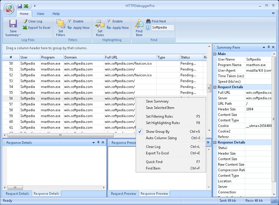 Softx HTTP Debugger Pro v2.1