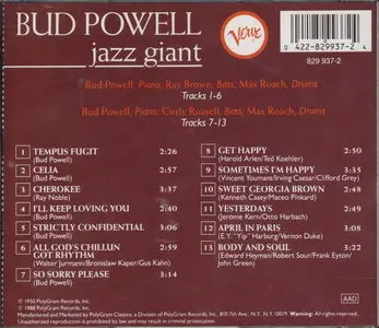 Bud Powell - Jazz Giant (1950) [Remastered 1988]