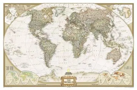 National Geographic World Political Map - Antique Tones