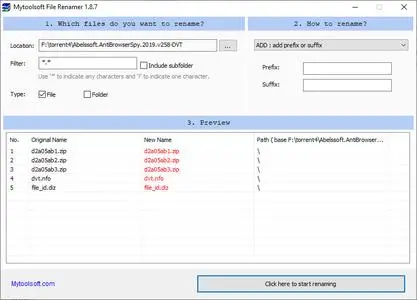 Mytoolsoft File Renamer 1.8.11