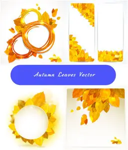 Golden leaves of autumn banners and frames