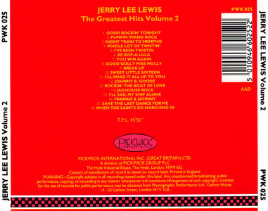 Jerry Lee Lewis – The Greatest Hits Vol. 2 (Comp. 1986) (Repost By Request)