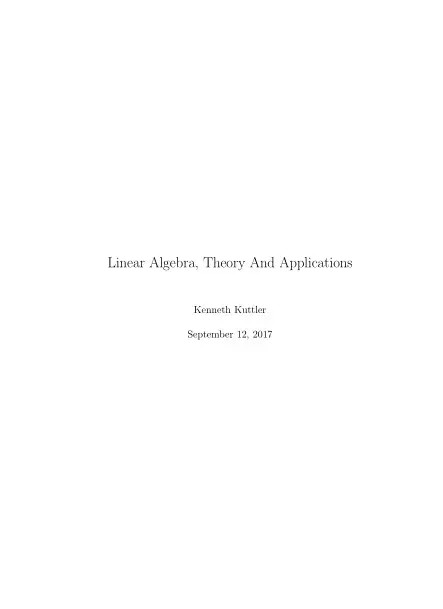 Linear Algebra, Theory And Applications