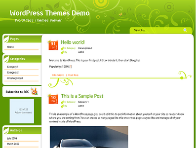 WordPress Template - Floral Green v1.0