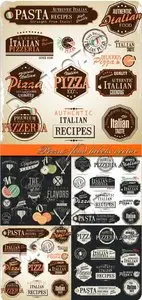 Pizza food labels vector