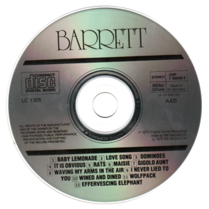 Syd Barrett - Barrett (1970) [1987, Original EMI Pressing] RE-UP