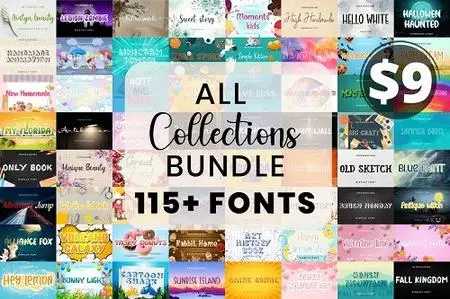 All Fonts Bundle Collection - 116 Premium Fonts
