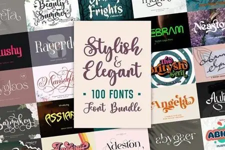 Stylish & Elegant Font Bundle - 100 Premium Fonts