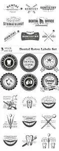 Vectors - Dental Retro Labels Set