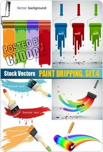 Paint dripping. Set.4 - Stock Vector