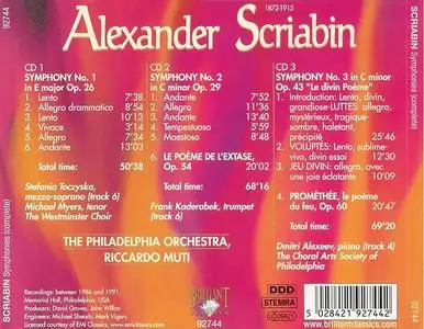 Riccardo Muti, The Philadelphia Orchestra  - Scriabin: Symphonies (complete), Le Poème de l'Extase, Prométhée (1996)