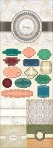 Vector - Vintage backgrounds invitation and labels