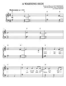 A Warning Sign - Coldplay, Glee TV Series, Glee Cast (Easy Piano)