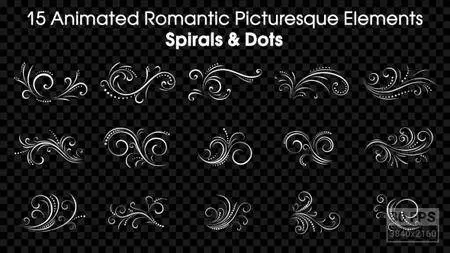 15 Animated Romantic Picturesque Elements Spirals and Dots - Motion Graphics (VideoHive)