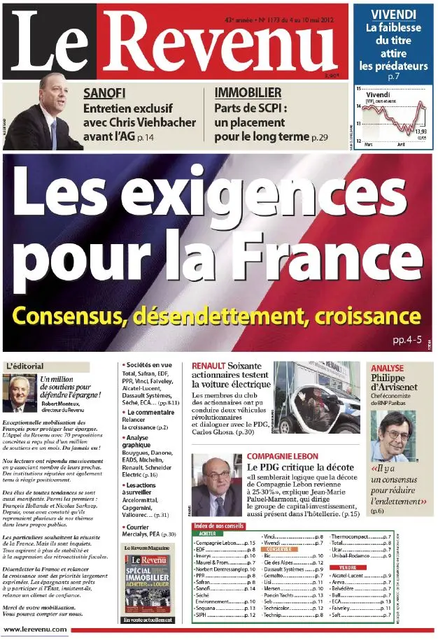 Le Revenu Hebdo Bourse 1173 - 4 au 10 Mai 2012