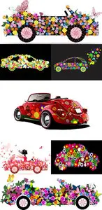Vector: Floral car
