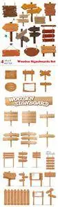Vectors - Wooden Signsboards Set