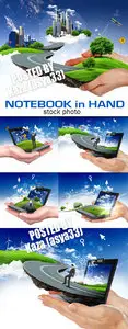 Notebook in hand
