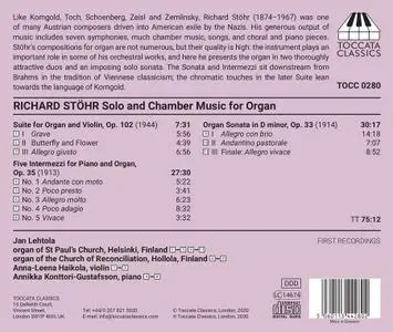 Jan Lehtola, Anna-Leena Haikola, Annikka Konttori-Gustafsson - Stöhr: Solo and Chamber Music for Organ (2020)