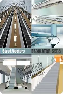 Stock Vector: Escalator. Set.3
