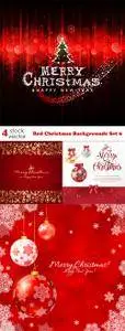 Vectors - Red Christmas Backgrounds Set 6