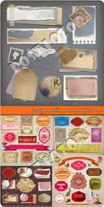 Vintage stickers cards and labels vector