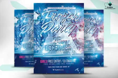 CreativeMarket - Frozen Party Flyer PSD