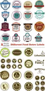 Vectors - Different Food Retro Labels