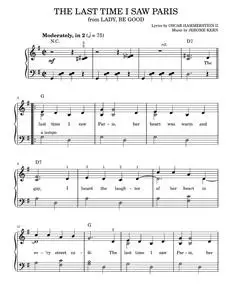 The Last Time I Saw Paris - Jerome Kern (Easy Piano)