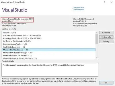 Microsoft Visual Studio 2019 version 16.4.3