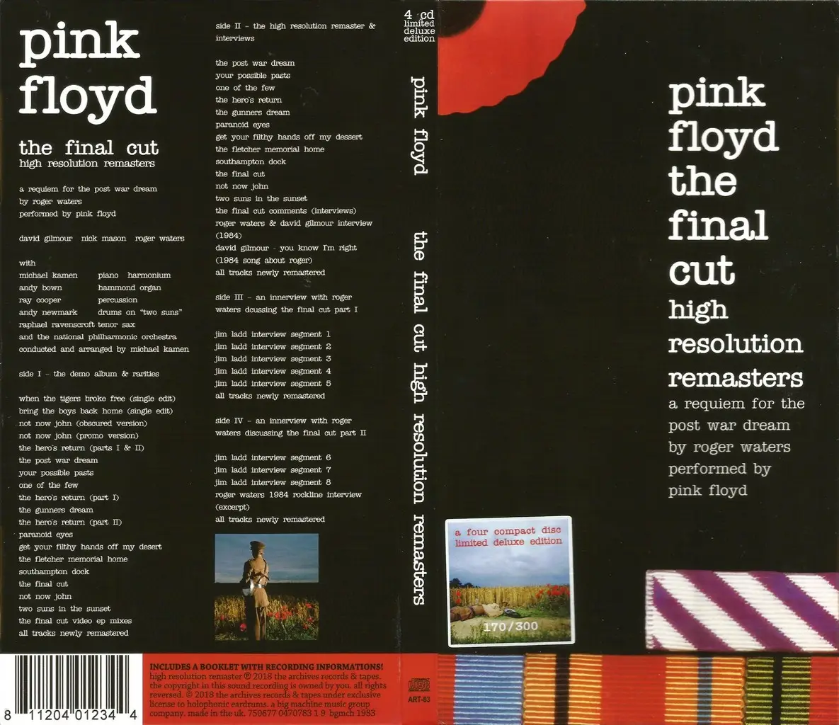 Pink Floyd The Final Cut High Resolution Remasters (1983) {2018, 4CD Box Set, Numbered