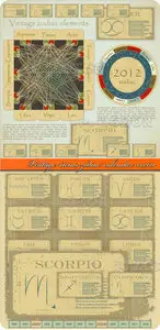 Vintage items zodiac calendar vector