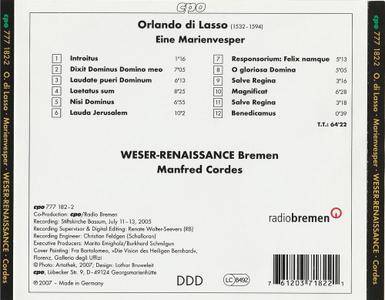 Renaissance Bremen, Manfred Cordes - Orlando di Lasso: Eine Marienvesper Weser (2006)