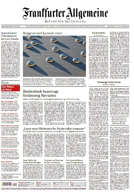 Frankfurter Allgemeine Zeitung mit RMZ vom 3. September 2010