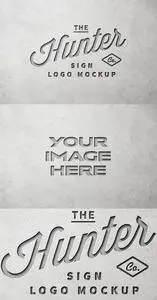 Concrete Wall Sign Logo PSD Mockup Template