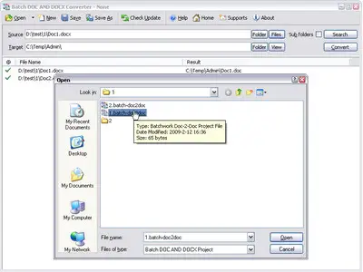 BatchWork Batch DOCX to DOC Converter v2011.3.804.1504