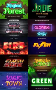 Set 3d editable text style effect vector vol 15