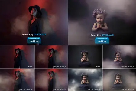 Dusty Fog Transparent PNG Overlays for Photoshop