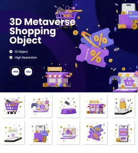 EE - 3D Icon Metavere Shopping Illustration Collection K87SKAG