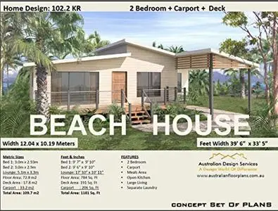 Beach House Plan- 2 Bedroom + Carport house plan