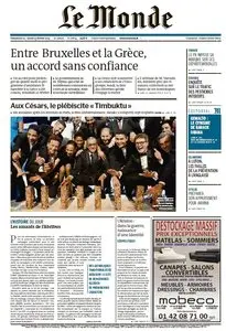 Le Monde du Dimanche 22 et Lundi 23 Février 2015