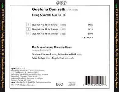 The Revolutionary Drawing Room - Gaetano Donizetti: String Quartets Nos. 16-18 (1997)