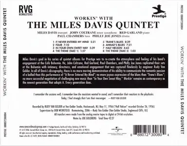 Miles Davis - Workin' With The Miles Davis Quintet (1956) {2006 Prestige RVG Remasters Series}