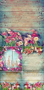 Stock Photo - Flowers on Wooden Background 3