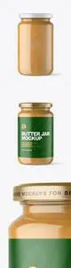 Clear Glass Jar with Peanut Butter Mockup 64516